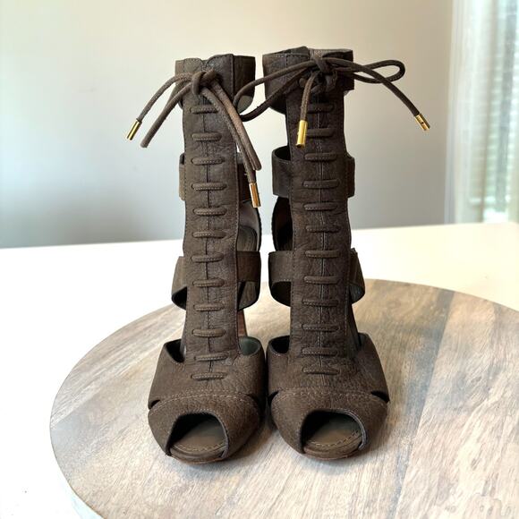 Authentic Louis Vuitton Corfu Women's Leather Gladiator Lace Up Sandals US Sz 5 - Picture 4 of 15